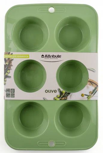 Форма для маффинов силиконовая OLIVE ATTRIBUTE BAKE 6 ячеек 