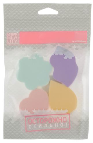 Губка Dewal Beauty для нанесения макияжа цветная, 4 шт