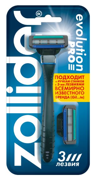 Станок бритвенный ZOLLIDER Evolution PRO с 2 сменными кассетами 3 лезвия