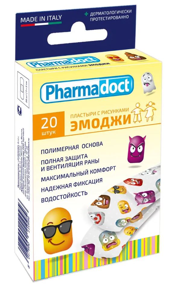 Пластырь Pharmadoct с цветными рисунками "Эмоджи" №20