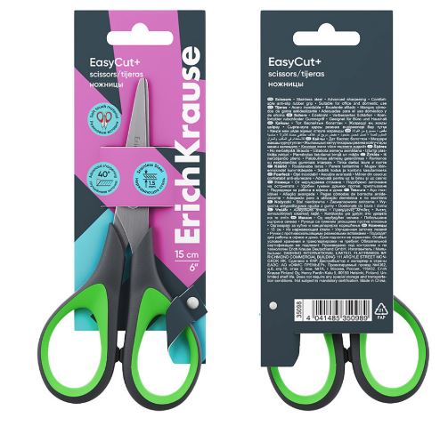 Ножницы ErichKrause EasyCut+, 15см, ассорти