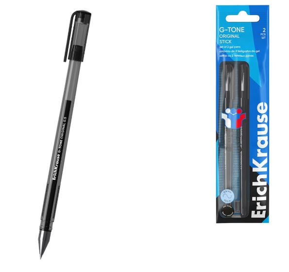 Набор из 2 ручек гелевых ErichKrause G-Tone Stick Original 0.5, для ОГЭ/ЕГЭ, черный