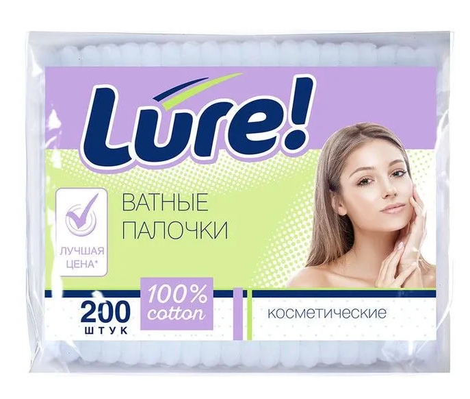 Палочки ватные LURE 200шт п/э