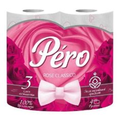 Бумага туалетная PERO ROSE 4 рул 3 слоя