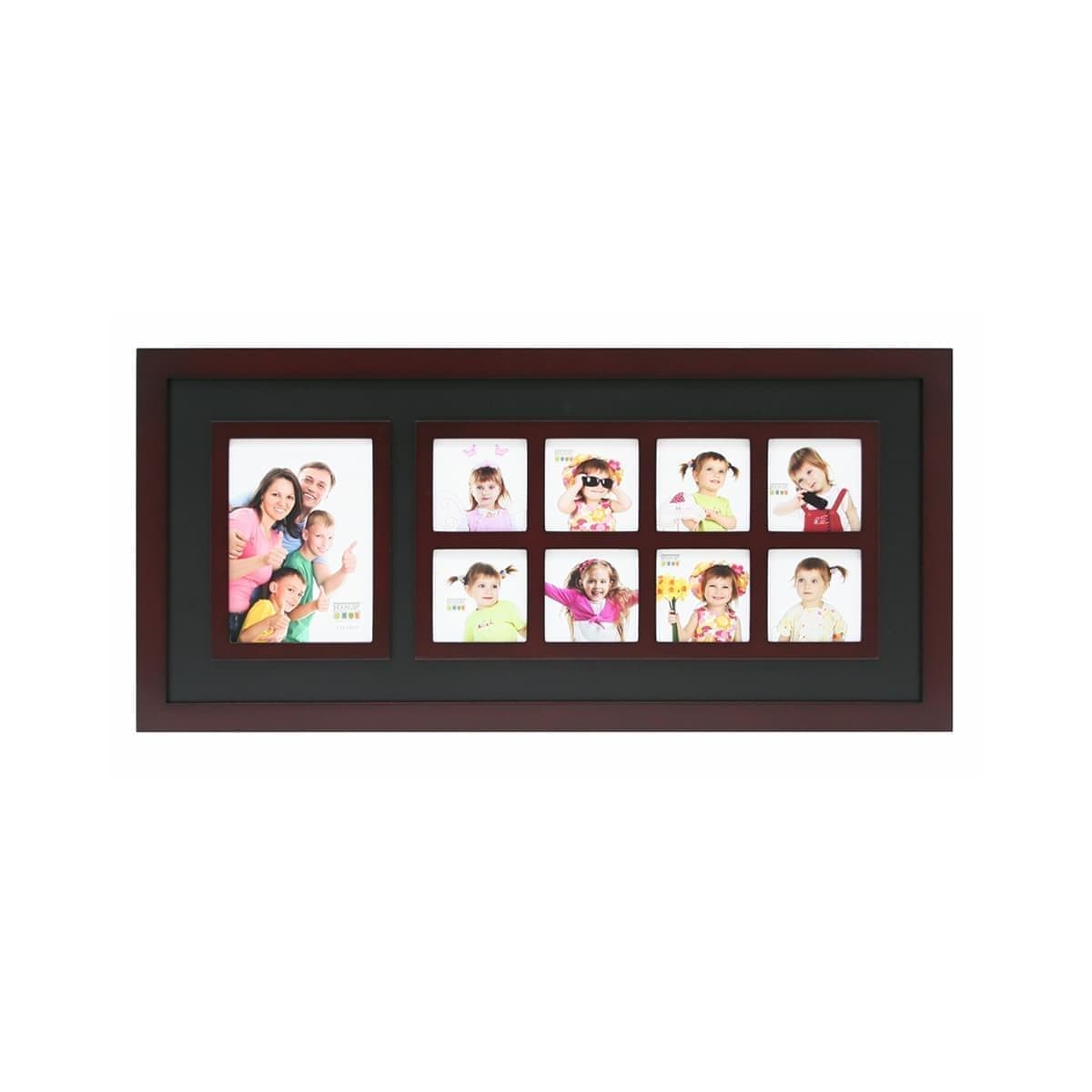 Фоторамка-коллаж  для  1 фото 13x18см и 8 фото 8x8см DEKNUDT FRAMES S59T дерево серый красн.