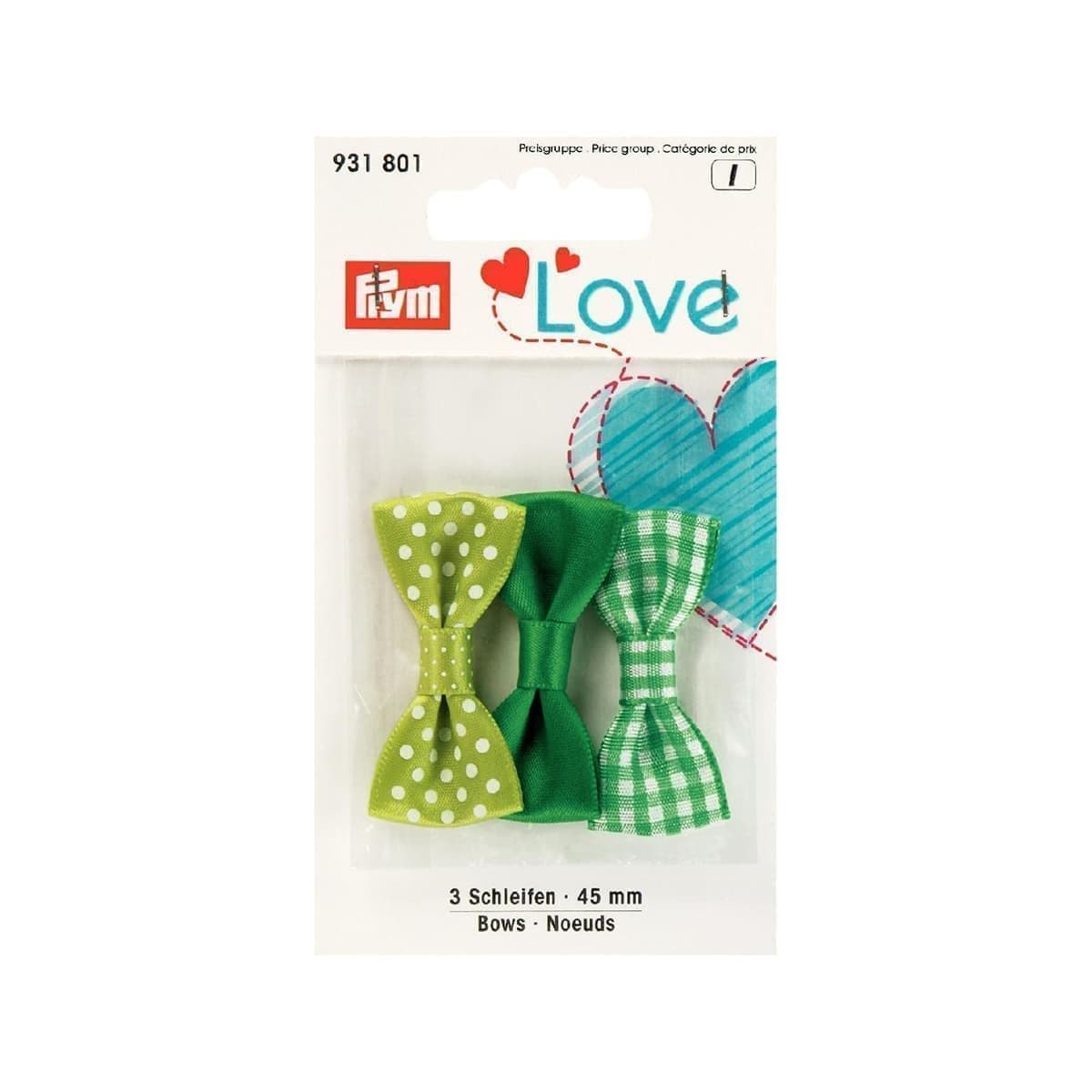 Бантики 3 шт PRYM LOVE 45 мм зеленый