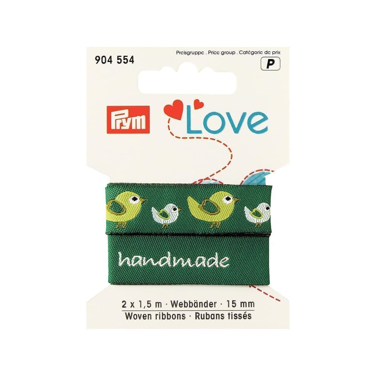 Ленты тканые 2шт PRYM LOVE Птица  15мм 1,5м