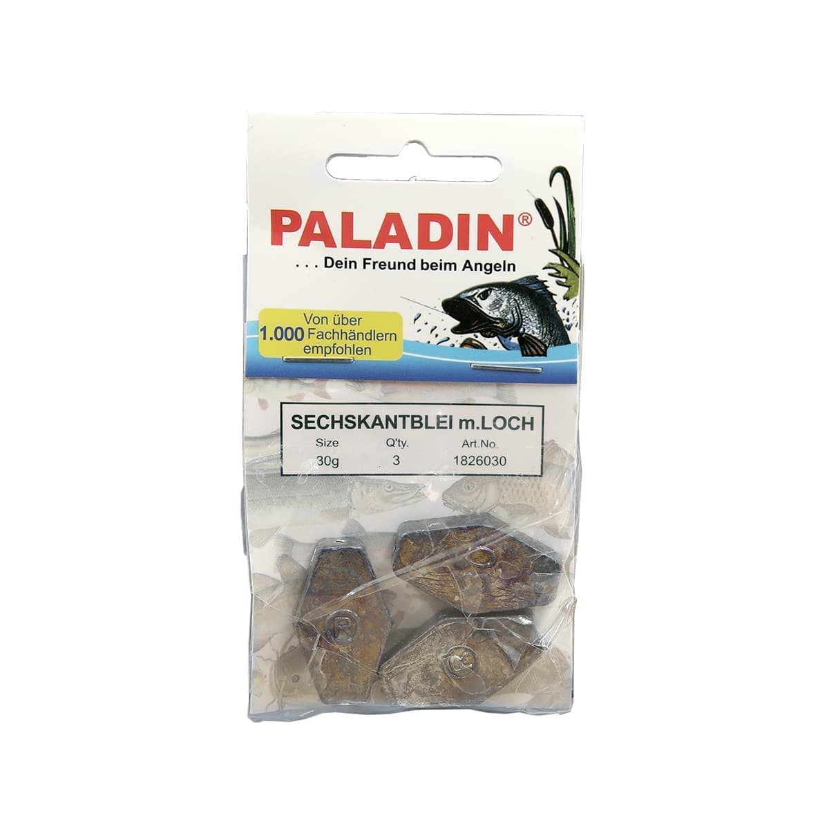Грузило шестигранное PALADIN с дыркой 30г (3 шт.)