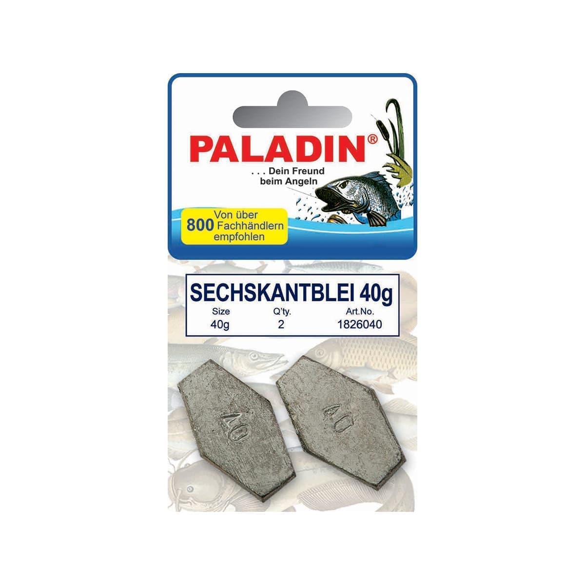 Грузило шестигранное PALADIN с дыркой 40г(2 шт.)