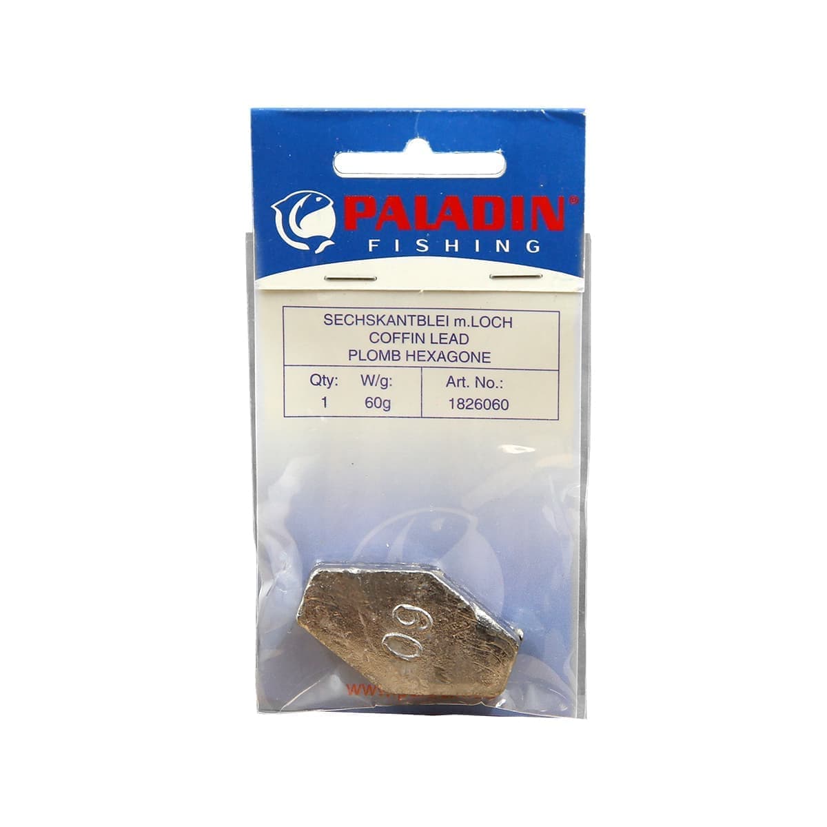 Грузило шестигранное PALADIN с дыркой 60г (1 шт.)