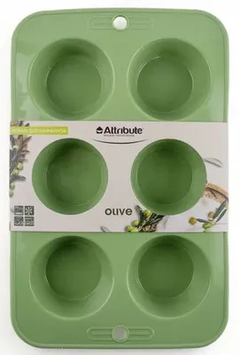 Форма для маффинов силиконовая OLIVE ATTRIBUTE BAKE 6 ячеек  — фото 1