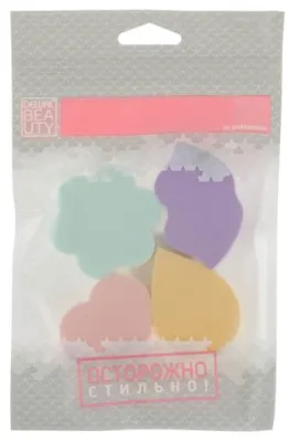 Губка Dewal Beauty для нанесения макияжа цветная, 4 шт