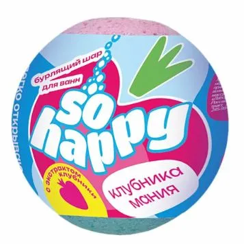 Шар бурлящий для ванны SOHAPPY Клубника Мания 120гр — фото 2