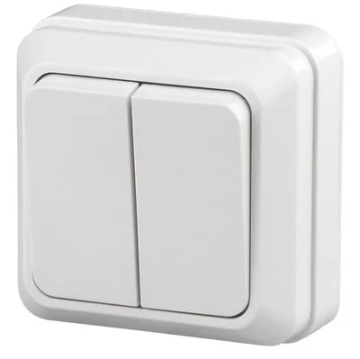 Выключатель ЭРА Intro Quadro 2-104-01 двухклав. 10А-250В IP20 белый