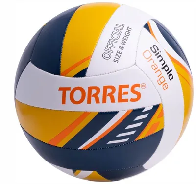 Мяч волейбольный TORRES Simple Orange р.5, мягкая синт. кожа машинная сшивка, бутиловая камера