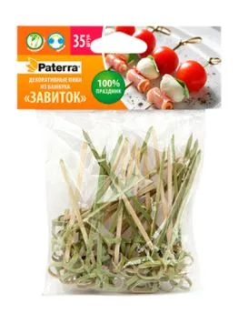 Декоративные пики "ЗАВИТОК", из бамбука, 90 мм, 35 шт/уп, PATERRA
