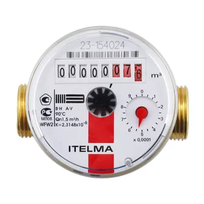 Счетчик горячей воды ITELMA (Ду=15мм, L=80мм, Qном=1,5 м3/ч)