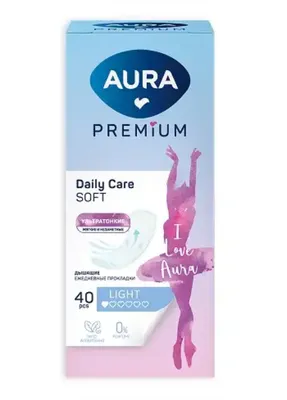 Прокладки женские 40шт AURA PREMIUM LIGHT ежедневные ультратонкие