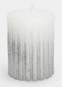 Свеча, 10 см, цилиндрическая, серебристая, Column