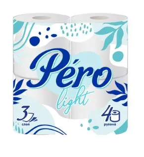 Бумага туалетная PERO LIGHT 4 рул 3 слоя белый