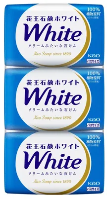 Мыло туалетное 3шт KAO WHITE натуральное увлажняющее со скваланом нежный цветочный аромат по 85гр