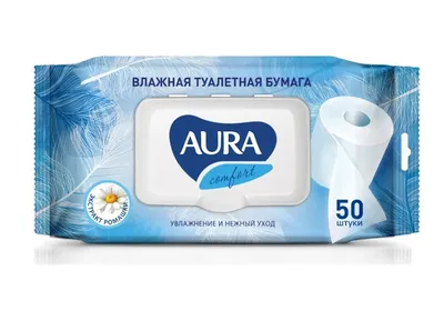 Бумага туалетная влажная 50шт AURA ULTRA COMFORT с крышкой — фото 2