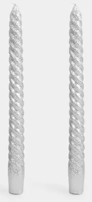 Свеча, 25 см, 2 шт, тонкая, серебристая, Rope