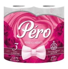 Бумага туалетная PERO ROSE 4 рул 3 слоя