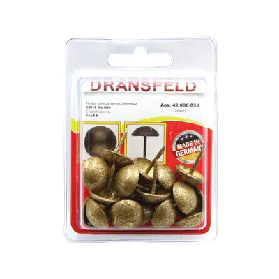 Гвоздь декоративный ЗОНТ 16х14мм Старое золото Dransfeld 20шт — фото 1