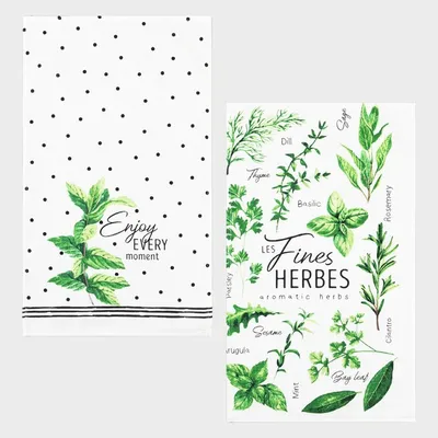 Набор кухонных полотенец Доляна Fines herbes, 35х60см-2шт, 100% хл — фото 2