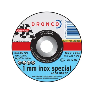 Диск отрезной по нержавейке Special INOX AS60 DRONCO