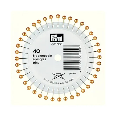 Булавки с жемчужными головками PRYM 40x0,58 cталь золотой розетка 40шт
